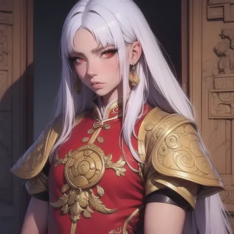 sfw,  Masterpiece,  best quality,  ultra-detailed,  semi-realistic,  Detailed facial features , 1 boy,   white hair ,   Long Hair ,   red eyes, wearing detailed and intricate ancient Xianxia clothes