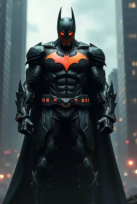 a muscular character wearing a Kamen Riders bat outfit that looks like the Arkham Knight outfit