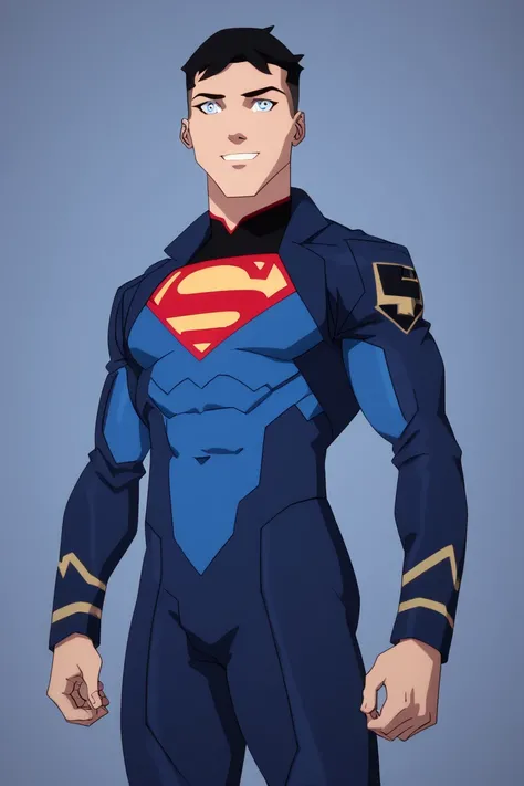 Suit Design:

A fusion of the Superboy and Invincible aesthetics—
	•	Color Scheme: Black and deep blue with crimson accents.
	•	Symbol: A hybrid crest—a stylized Kryptonian “S” inside a Viltrumite-inspired sigil.
	•	Material: Reinforced nanoweave capable o...