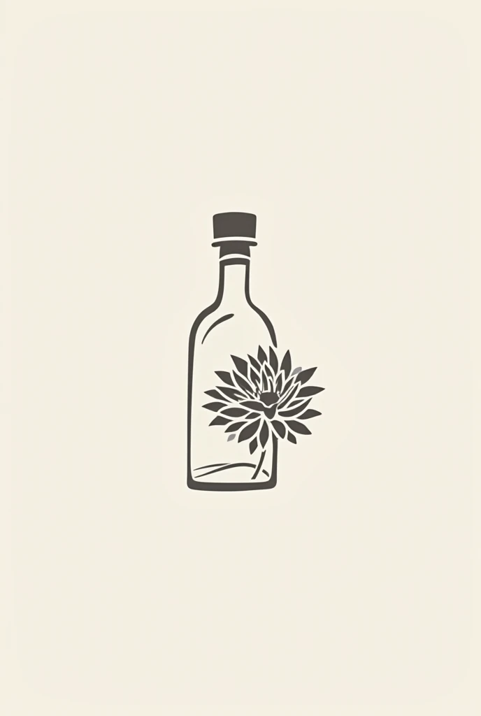 Make a minimalist logo that features a bottle of tequila and the Dahlia flower