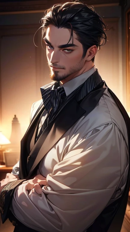 (                Passionate and seductive      ,4K,8k,           highres,           Masterpiece :1.2),           ultra-detailed   ,(   realistic,photo   realistic,photo-   realistic:1.37),36-year-old man,3 day beard,Beautiful anime,Portraits,strong,Masculi...