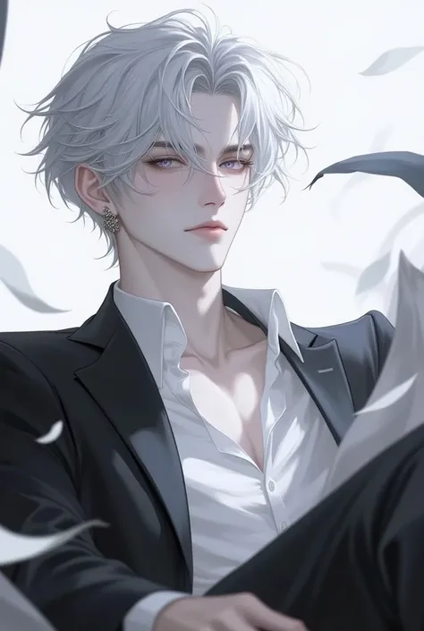 Male God, graceful and elegant, handsome,like々Beautiful,Short Hair,Light-pigmented hair and eyes, Masterpiece, Mysterious,White World,Fluttering in the wind, anatomically correct, 最 high quality,  high detail,  very detailed,  high quality, 