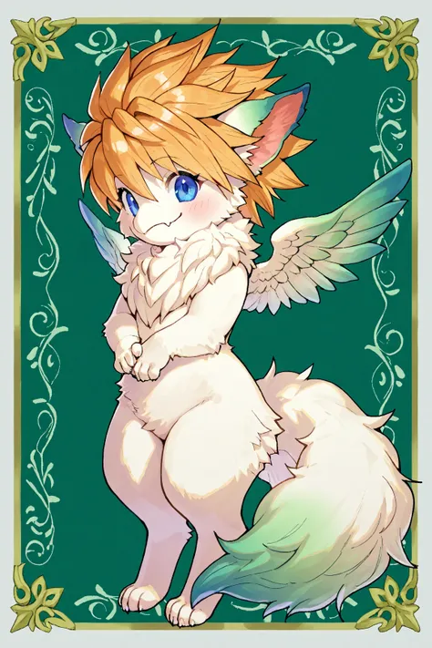  hair is short 、 no hair on the back of the neck

I only have hair on my head
young face、 young body。
太くて短め尻尾


Draw Ramco from Seiken Densetsu: Visions of Mana. Ramco is a  of a sacred beast with fluffy white fur and a golden mane, resembling a small drag...