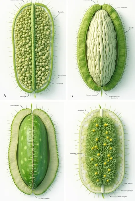 Create four images of plant tissues