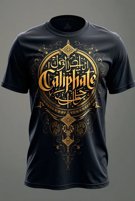 A t-shirt design. 
CALiPHATE written in chest. In the back, there is a typography related to CALiPHATE.