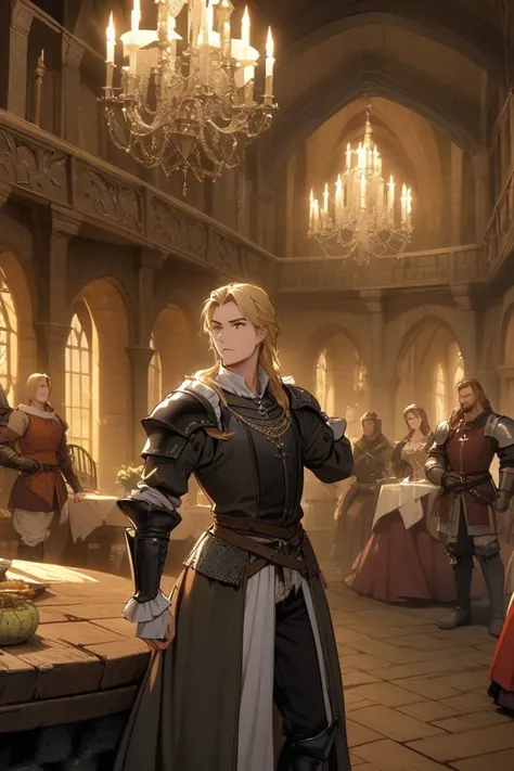  medieval times , male, nobility, Blonde, Inside a mansion with no one in the background