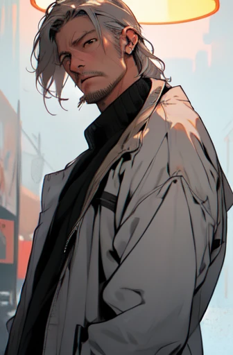 (masterpiece:1.2), (highest quality:1.2), Perfect Eyes, Perfect Face, Perfect lighting, 1 man, Male, American, 40s, uncle, older man, stubble, gray eyes, hair with some gray, wavy hair, little long hair, smoking, tired, exhausted, not clean, Tired clothes,...