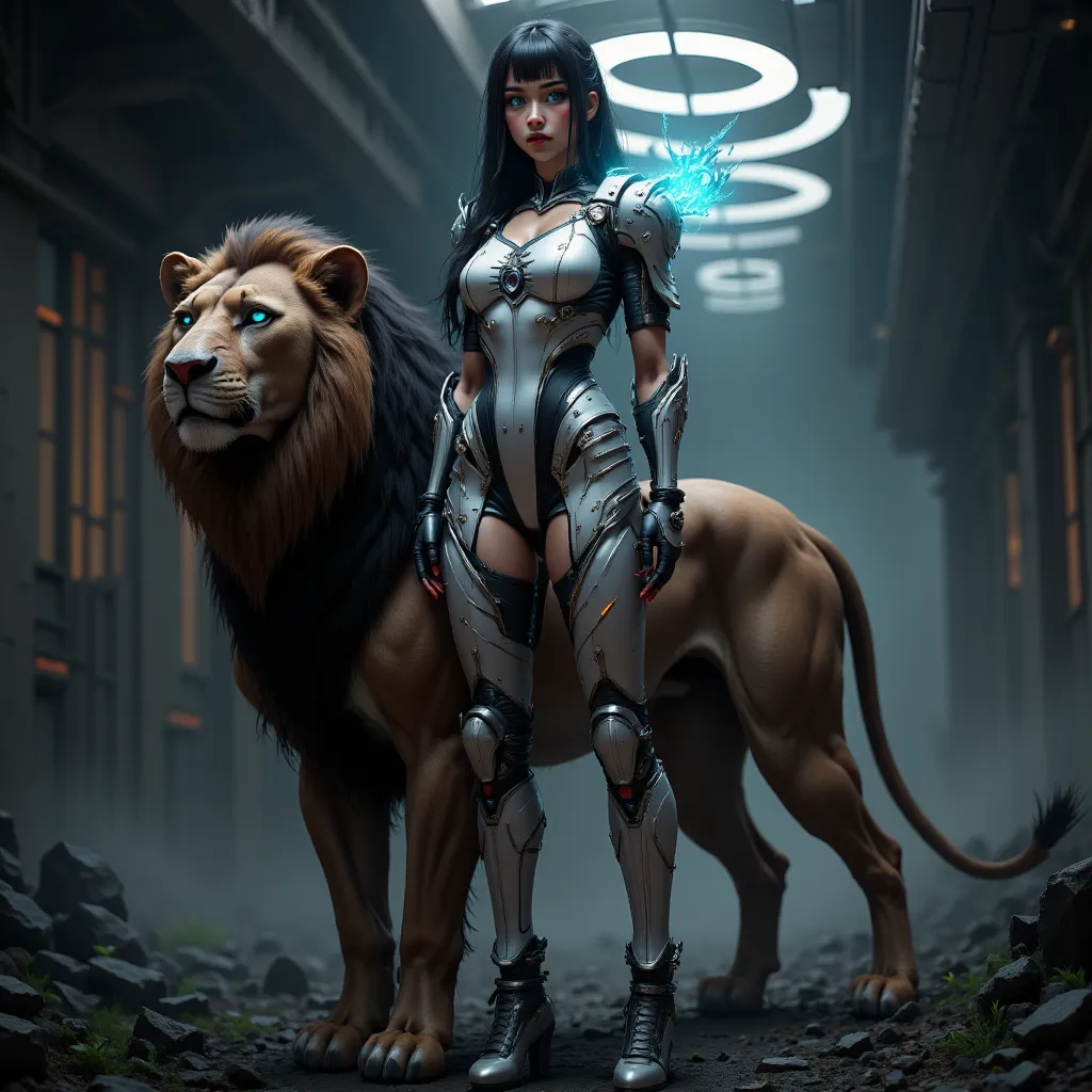 - Main Character, Adult Female "Thailand", Beautiful, Tall, Long Legs, Full of Traditional Tattoos that are clearly visible.

- Wearing a costume ("Full Sexy Armor").
Chest and Thigh Armor are slightly open.
Futuristic Costume Design with perfect details.
...