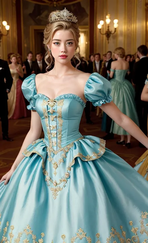  AMBER HEARD beautiful young woman 29 years old ,  Vintage Rococo Princess Cinderella Dresses Retro Princess Dance Dress Cinderella Shakespeare Women's Solid Color All Saints' Day Gown Carnival