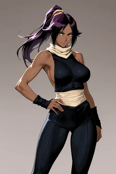 1 girl, shihouin yoruichi, masterpiece, best quality, Ultra detailed, high resolution, beautiful,