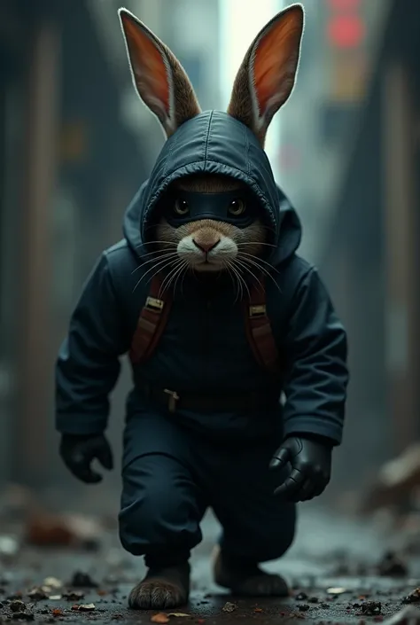 A spy rabbit with its face covered 