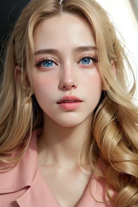 UHD、 Masterpiece、 high quality、(最 high quality:1.1)、( real :1.1)、( Photorealistic:1.5)、 very beautiful 28-year-old English conversation teacher 、British、Radiant blonde 、Long Curl、 blue eyes、gentle eyes 、Thin eyebrows、 pink lips、 slightly thick lips 、 curio...