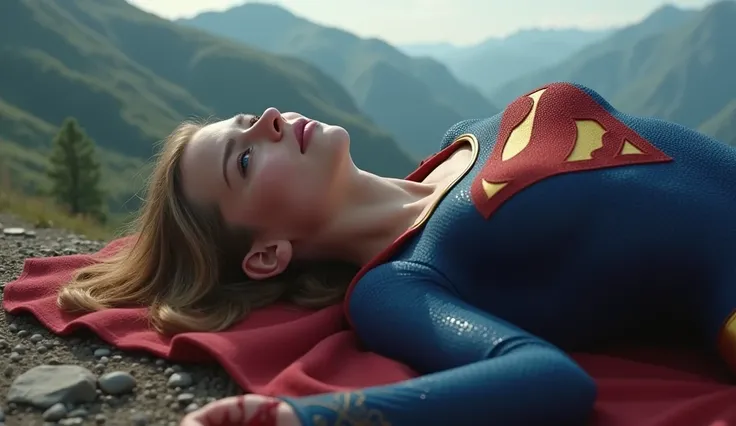  nsfw 
Supergirl is Japanese 、 Hair
(((  Supergirl is lying face down))) 
Supergirl is crying
sense of defeat 、unfortunate、I can't do anything
Supergirl is injured
It's covered in blood
towards the camera

In the mountains