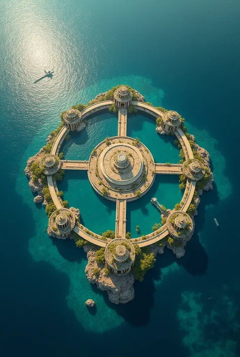  Here are two detailed descriptions of Atlantis from a bird's eye view — once in its glorious heyday and once after its fall :

Atlantis before sinking :
 Imagine ,  you are looking from above at a true architectural wonder .  Atlantis presents itself as a...