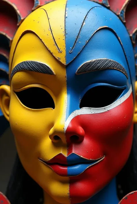 Make a whole mask with only color Yellow, Blue, Red and white inspired by PHILIPPINE FLAG WITH Festival