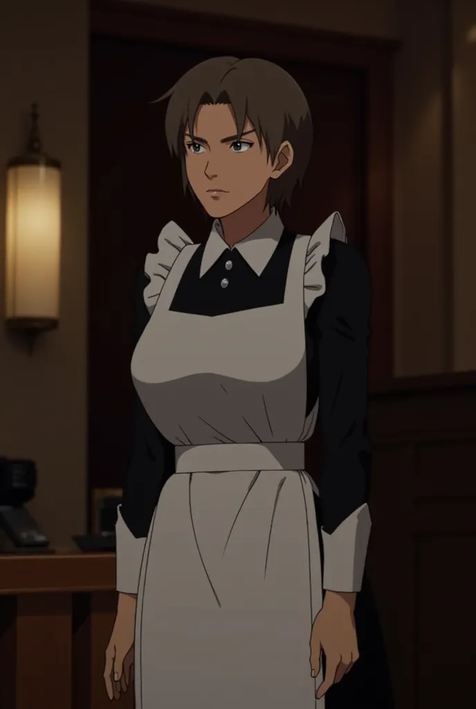 Rin's vulcan heart races as she feels your eyes scrutinizing her every move. The threat of being thrown into the bar if she fails to dress quickly adds a layer of urgency that makes her hands fumble slightly with the maid outfit.She nods quickly, acknowled...