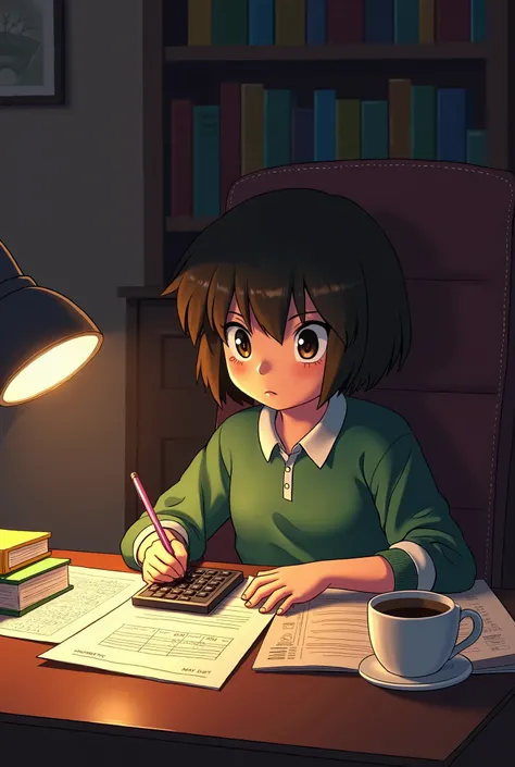 Frisk from Undertale studying accounting 