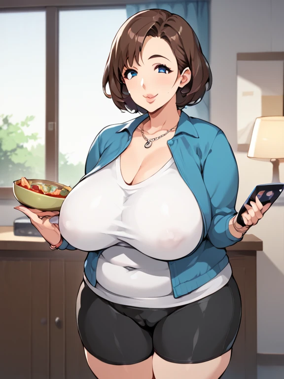  score_9,   score_8_  up,   score_7_  up,   score_６,   score_5_  up,   score_4_  up，ANIME BREAK  ，nsfw， uncensored， highest quality， Masterpiece，   woman 1 person，  mature,  sakie (hahaha girl bowl ),  blue eyes, visible eyes ,  unblurry eyes,  brown hair,...