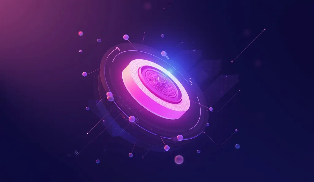 C4D,glowing brush icon floating in the air， simple technology background，Blue Purple,network