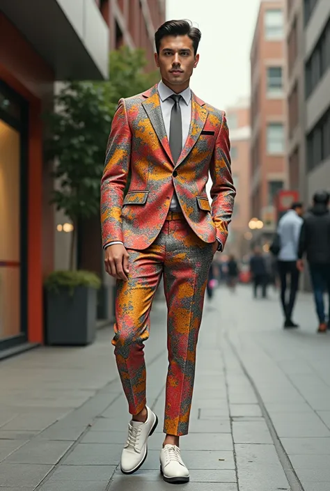 Batch colour suit with white shoe