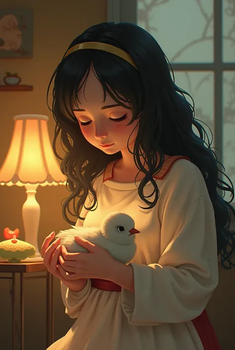 NielPari Nurses the Bird
‎- NielPari gently holding the bird in her hands, with a soft, warm light surrounding them.
‎- A cozy, whimsical scene of NielPari's home, with the bird resting in a tiny bed or nest.
‎