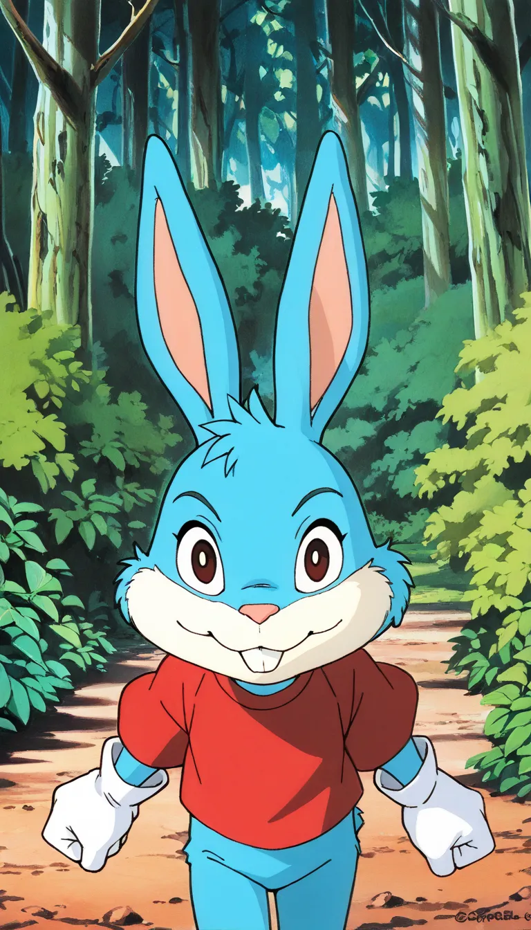 (score_8, score_8_up, score_7_up, bustertta, anthro, male, bunny), (extremely detailed CG unit 8k wallpaper),(master part), (best quality), (ultra detail), (best illustration),(ghibli_style), cowboy shot, close up, standing, facing viewer, looking at viewe...