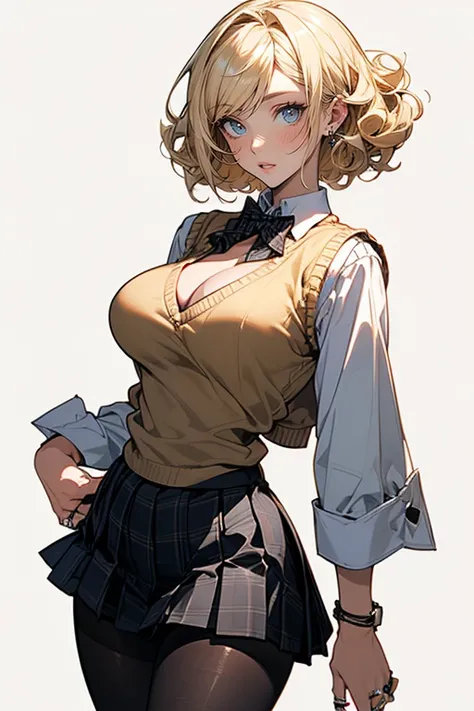 (cowboy shot: 1.5), (white background, simple background: 1.5), (masterpiece:1.5), (big breasts: 1.5), (1 girl: 1.5), young woman, (Beautiful Girl:1.5), (extremely detailed and delicate anime face and eyes:1.5), whole body, (natural light, HDR, extremely d...