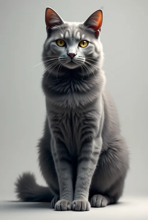 A very realistic gray cat,  in full height