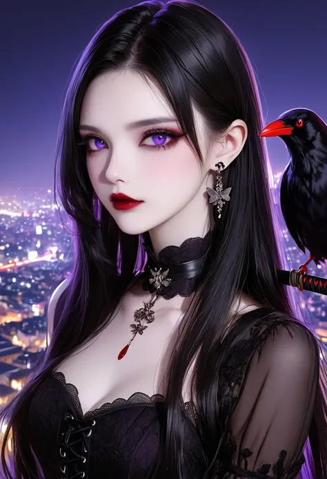  Mibu Shiritoshi

Black long hair straight hair with purple mesh。Pity Purple Eyes 。 white skin。 red lips。 Smooth nose muscles 。Sharp impression。An enchanting beauty with a slender figure 。 Owner with a Mysterious and Unconventional Atmosphere 。 luxurious b...