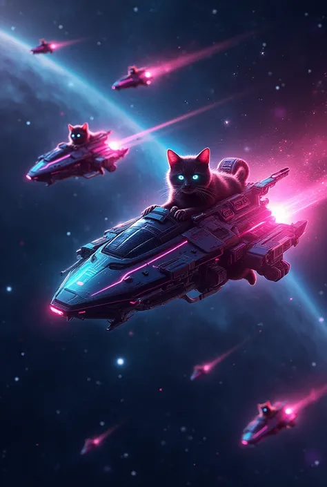 Gamer cats in space