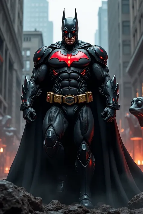 Batman in black red titan armor