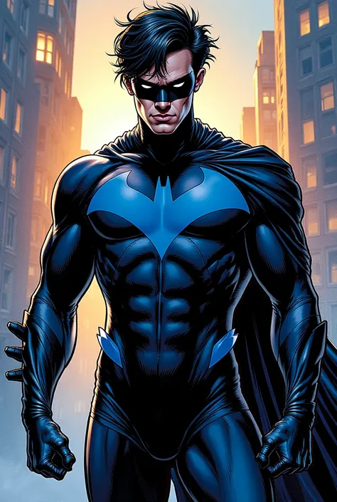  Comic book style image by dc, Nightwing in a sexy position , without masks 