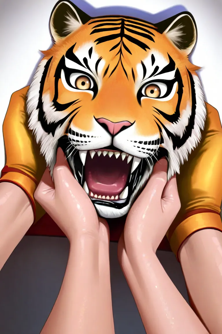 Tiger Mask female wrestler, mask removed, Shadow Man rips her mask off to reveal her face, confronts Shadow Man, grabs her mask and removes it, licks her face, masterpiece, Unity 8k wallpaper, photorealistic, detailed face,