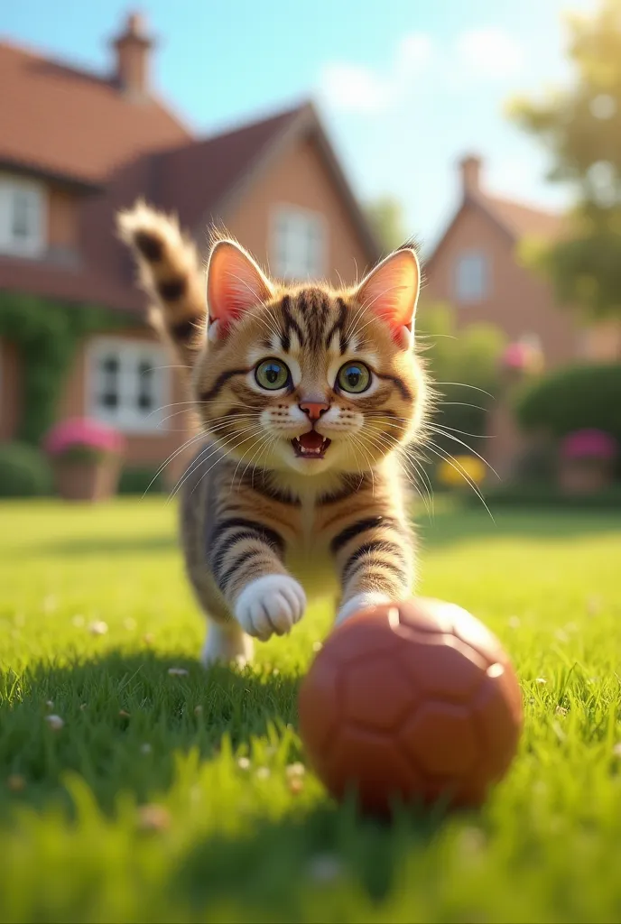 Cat play football 