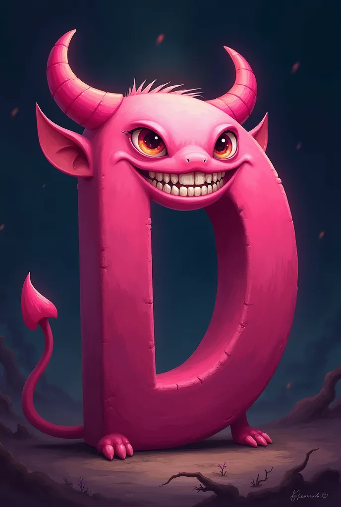 Create a letter D that is a pink devil