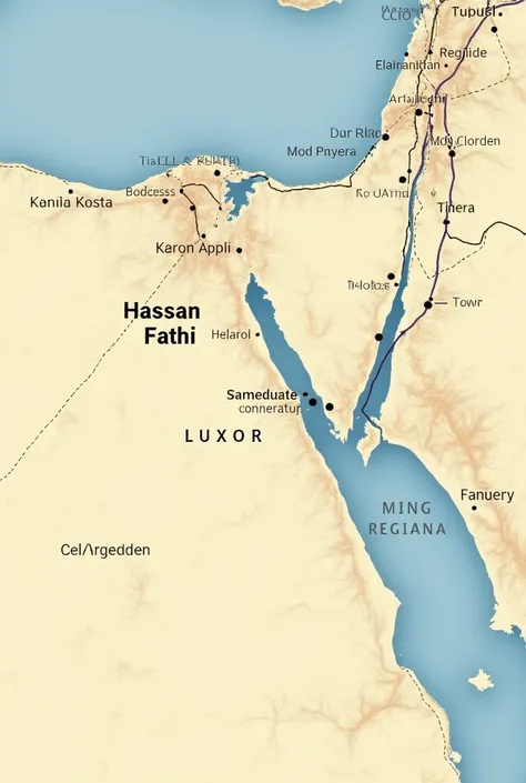 A map of the location of Hassan Fathi village in the western part of Luxor