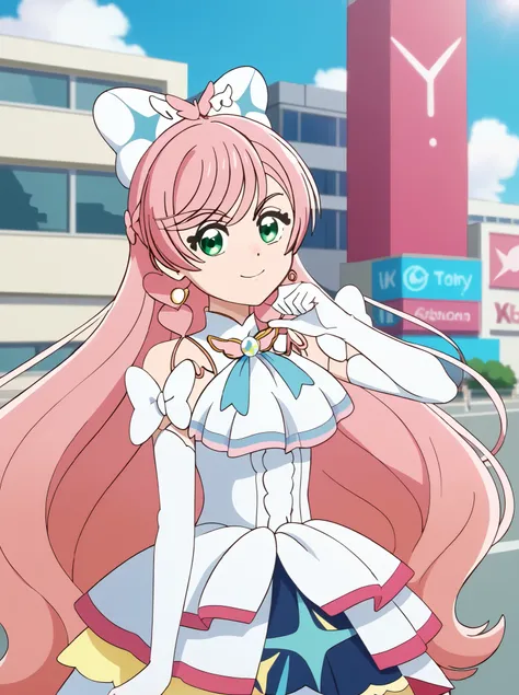 NSFW、cureprism 、 cute、、 standing、You're in a cool pose、In the city、 facing here 、 serious expression、