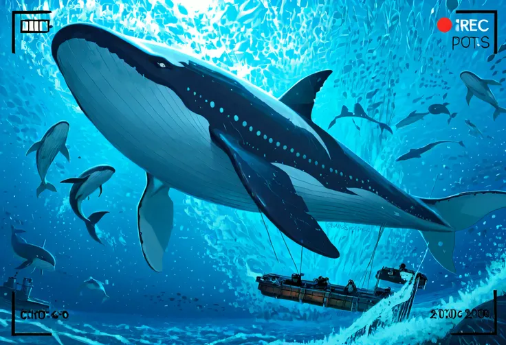 there is a large black and white whale swimming in the ocean, killer whale, whale, subreddit / r / whale, whales, marine animal, whale monsters, Filmed in 2020, photo Filmed in 2020, blue whale, 🦩🪐🐞👩🏻🦳, photoshot, cyborg whale, giant whale tank with legs