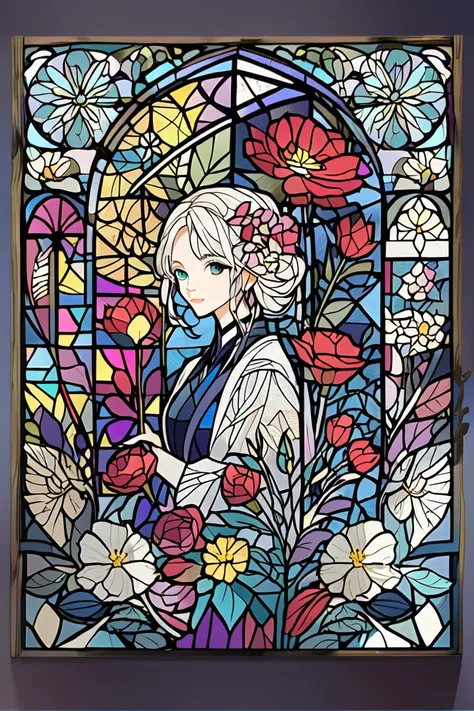     paper cutting 、  stained glass、   Geometric Model 、flower、 beauty、