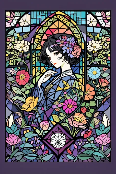     paper cutting 、  stained glass、   Geometric Model 、flower、 beauty、