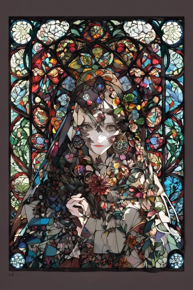      paper cutting  、   stained glass、    Geometric Model  、flower、  beauty、