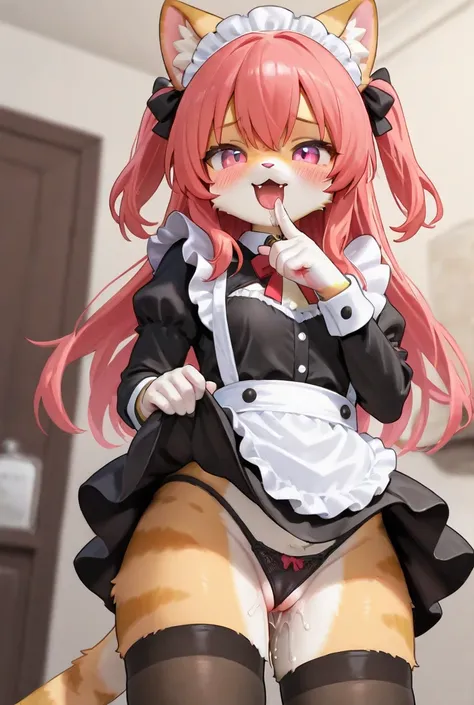  Furry 、cat、 puts her finger in her pussy、Love juice、 skirt、 maid outfit、 panties、 masturbates、 the expression you are feeling