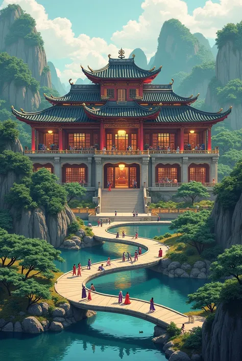 Illustration of kalai wuxia theme hotel in guilin