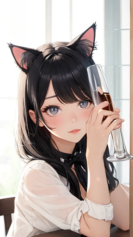      black hair, Glass, cat ears, cat&#39;  s Tail, Maid,    shopping at the market   