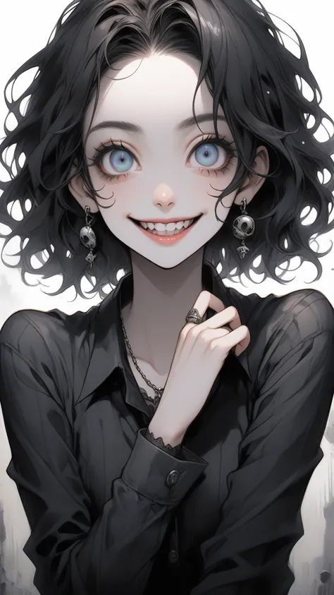  Tim Burton Style、 concrete、Zoom in on face、smile、