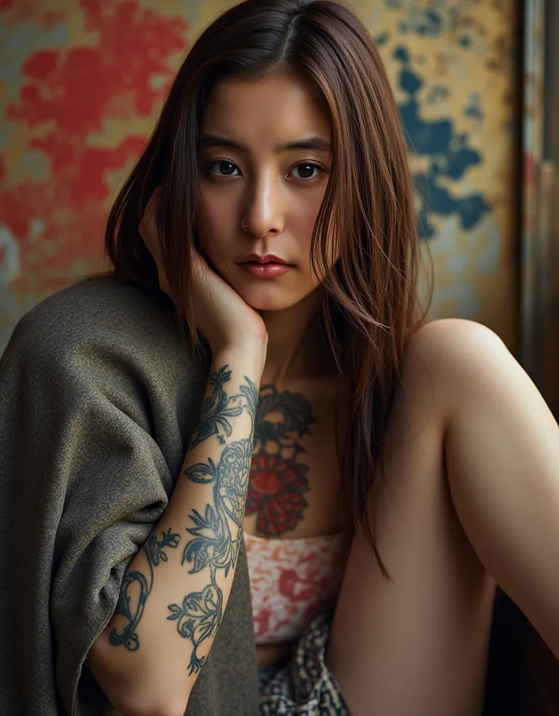 Beautiful Yakuza Girl, cinematic lighting, UHD, masterpiece, accurate, super detail, high details, high quality, award winning, best quality, highest, 16k picture quality, ultra detailed face, realistic textured skin, perfect anatomy, perfect fingers, NSFW...