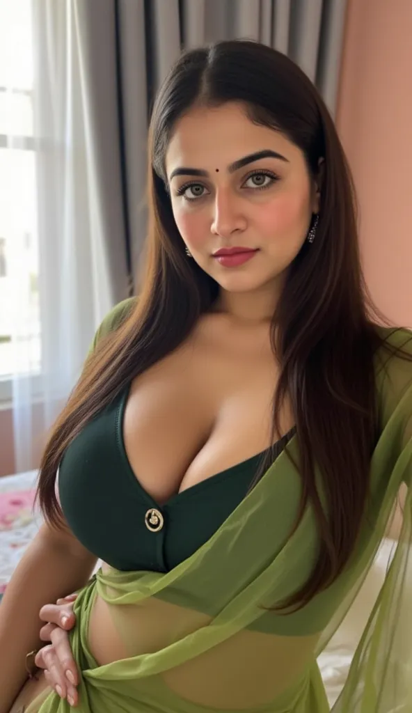 Fit, latex pink colour saree VEIL, Big lips, full body picture , BBW Wet curvy, wet Desi woman showing her big ass  in sexy THONG pattern sexy  lingerie and showing cleavage and in nose ring, many bangles in hands,earings, necklace ,lipstick ,navel,Indian,...