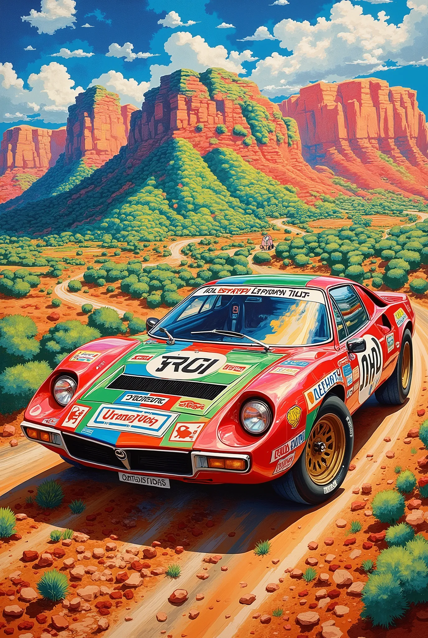 Suzuki Hideto's painting style 、Famous rally car Lancia Stratos