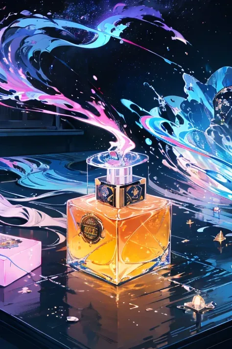  the only perfume in the world、The liquid is colorful 、 Fragrance production 、Wear a scent、cigarette、Luxury、crown、logo brand、 starry sky 、nebula、sea、 Masterpiece、Light is reflected