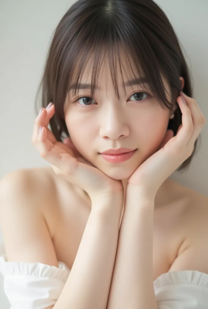  Japanese idol 、Censorship off  、  nudes、 completely naked、The completely naked figure、Back view of a person on all fours、 ((smile:0.5))、((  small,  flat chest:1.9))、Photogenic, ((  staring at the camera))、 (  RAW Photo,  top quality), (reality, reality:1....